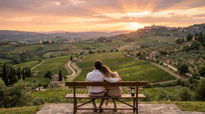 Romantic Umbria landscape for a destination wedding in Italy